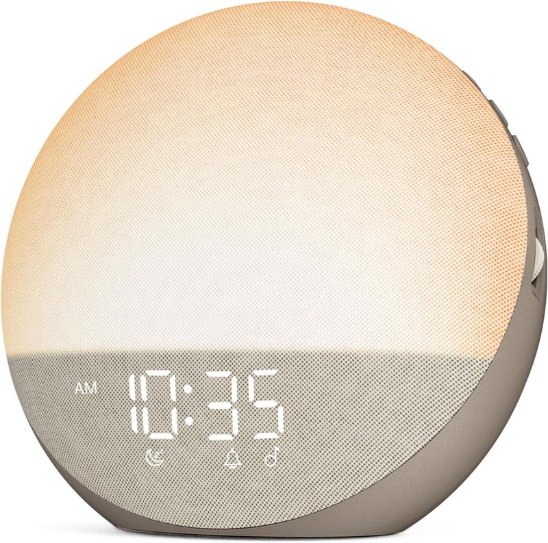 Odokee Sunrise Alarm Clock White Noise Machine: Natural Wake Up Light - Dimmable Clock with Bluetooth Speaker for Bedroom - 25 Sleep Sounds for Baby Adults Kids Cocoa - Image 1